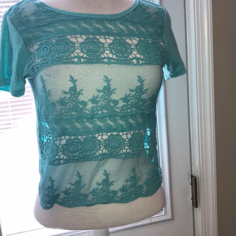 Aeropostale Knit Teal Crop-Top